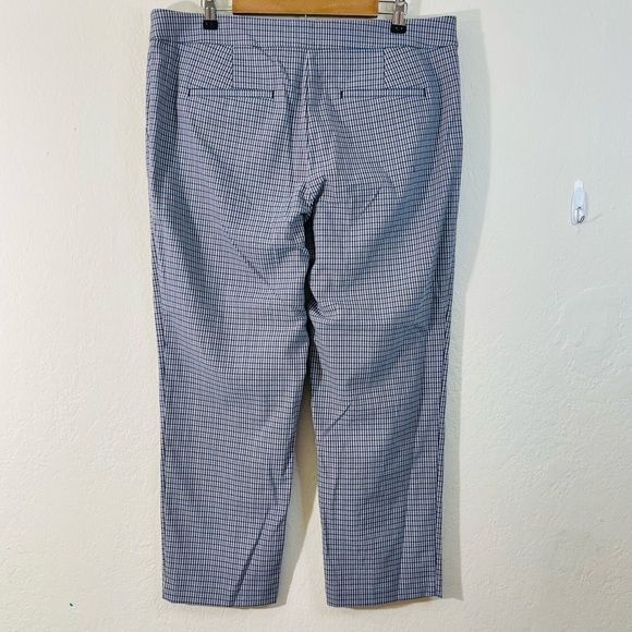 LOFT The Rivera Slim Cropped High Rise Checkered Trousers Pants 14 Multi Color - Picture 2 of 11